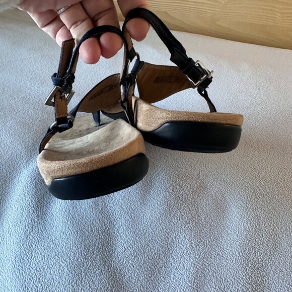 Vionic Sandal Women 9.5 Rest Kirra Strap Orthotic Leather Black TVW5126 Thong - Picture 4 of 9